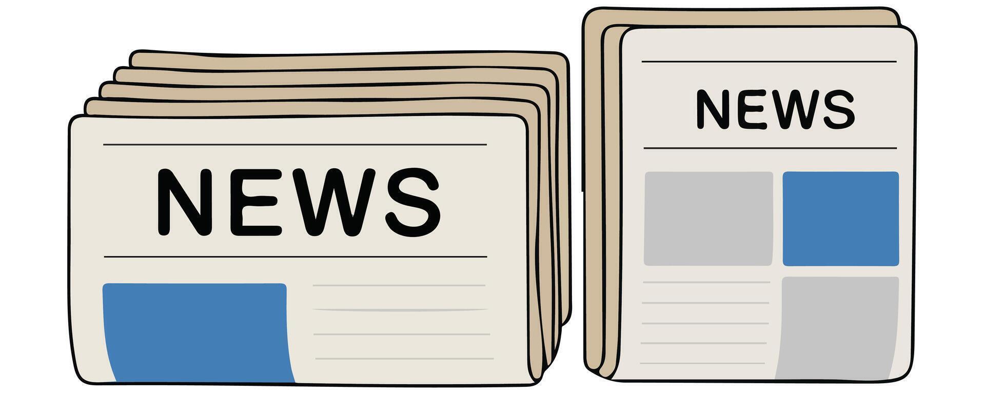 Newspaper pile on white background vector