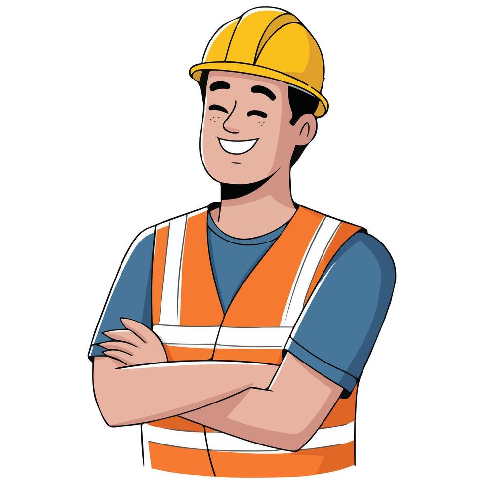 Construction worker illustration on white background vector