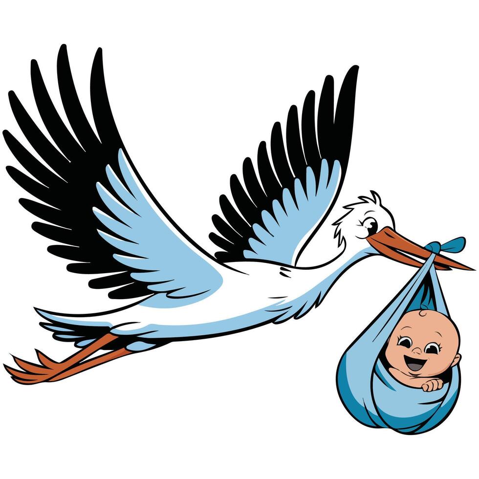 funny Cartoon stork vector