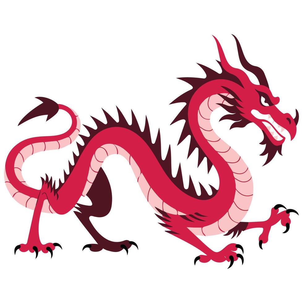 Red dragon on white background vector