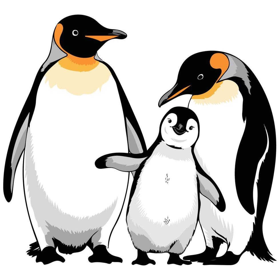 Emperor penguin family vector