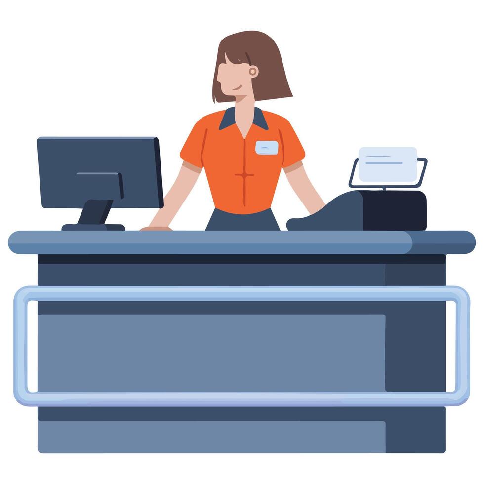 Cashier at store counter vector