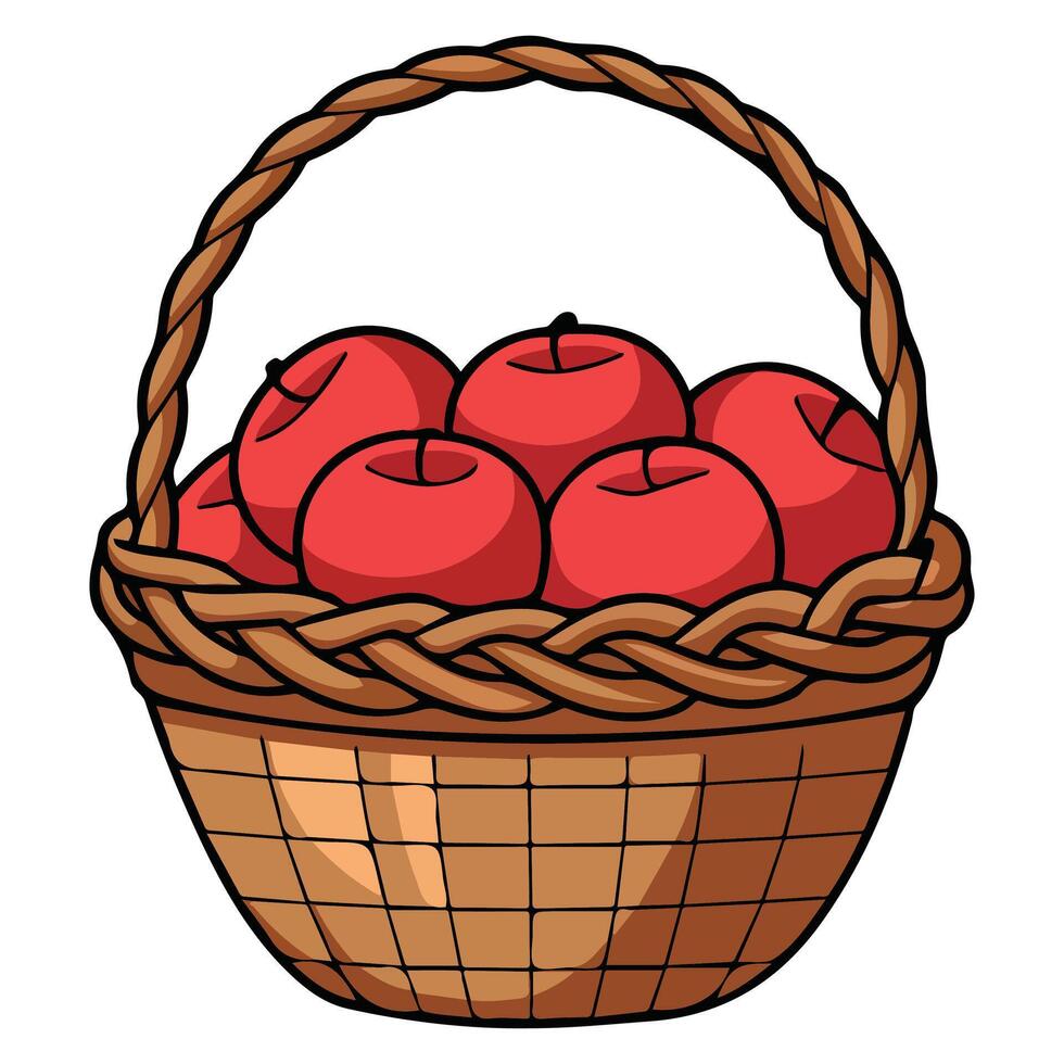 Red apples in basket vector