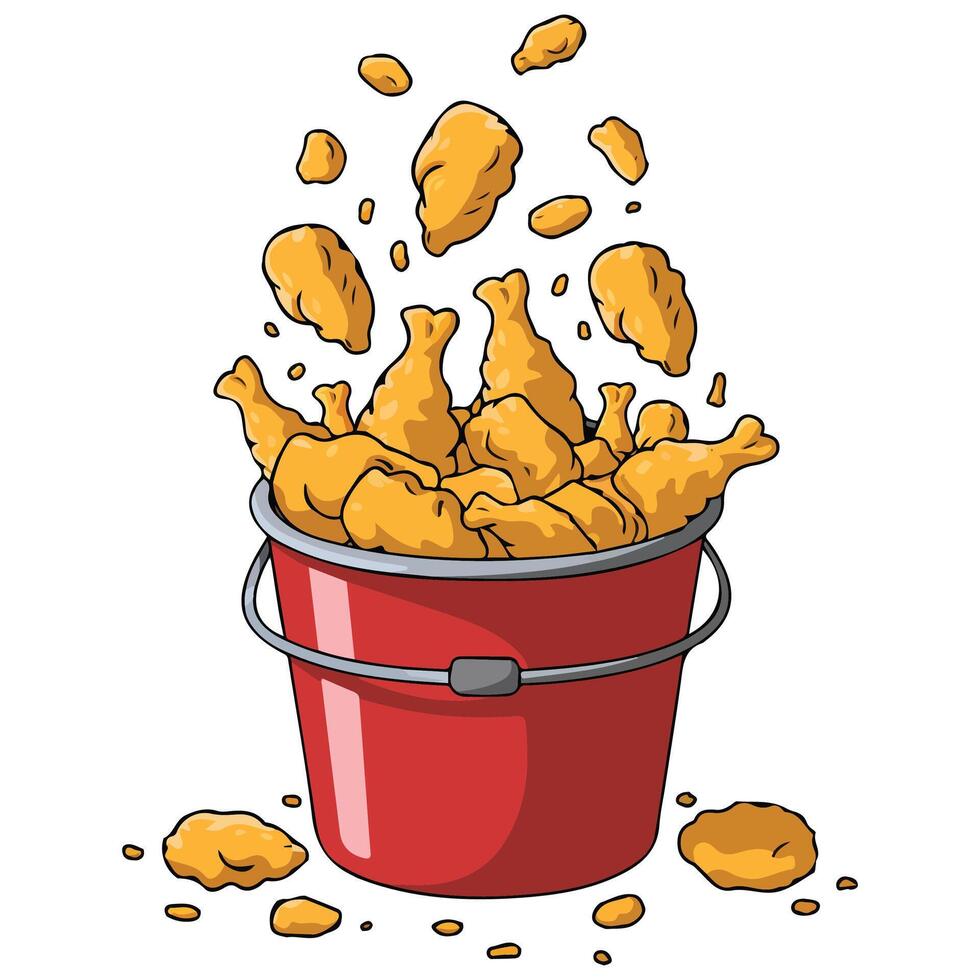 Fried chicken bucket vector