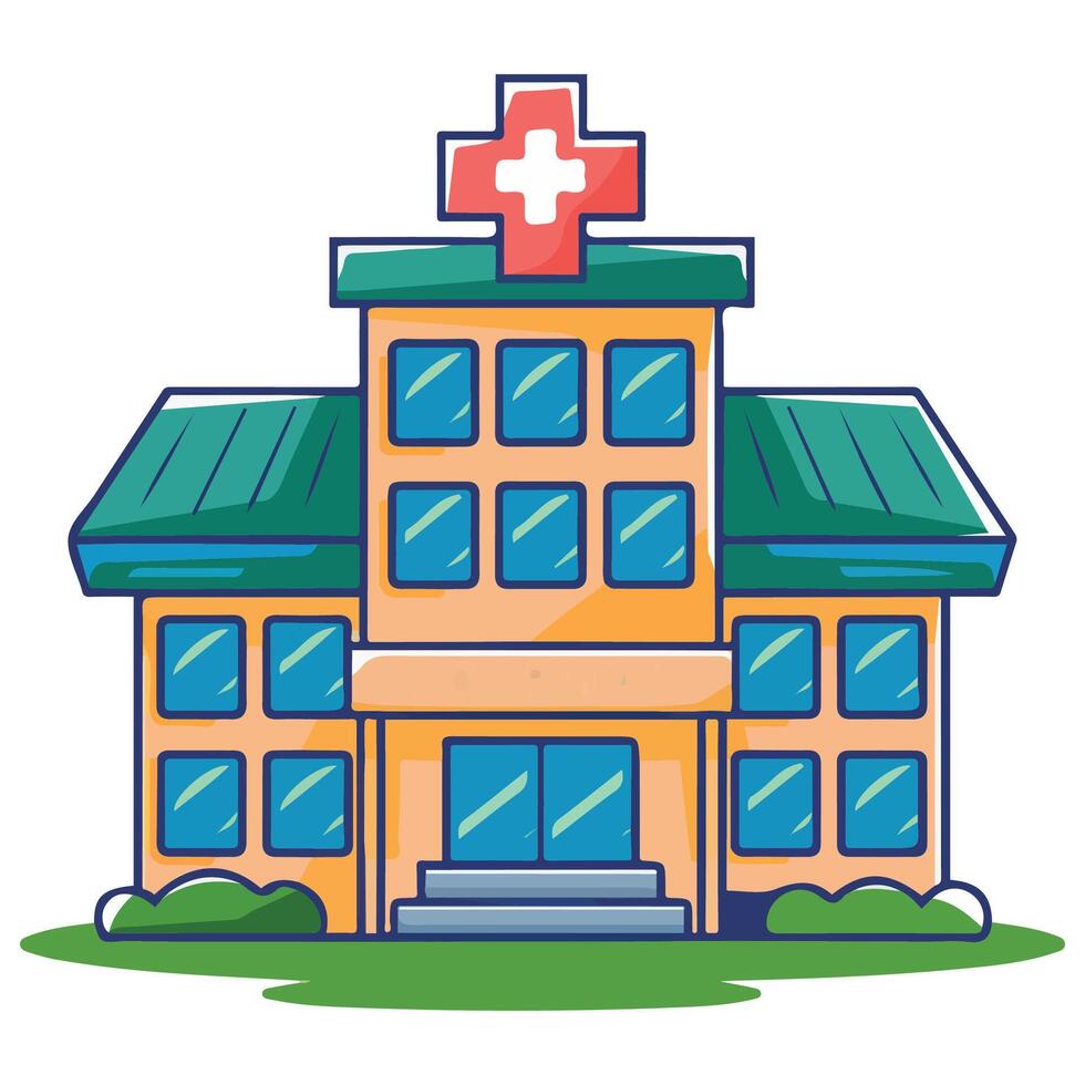 Hospital building icon vector