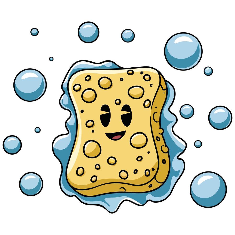Yellow sponge bath character vector