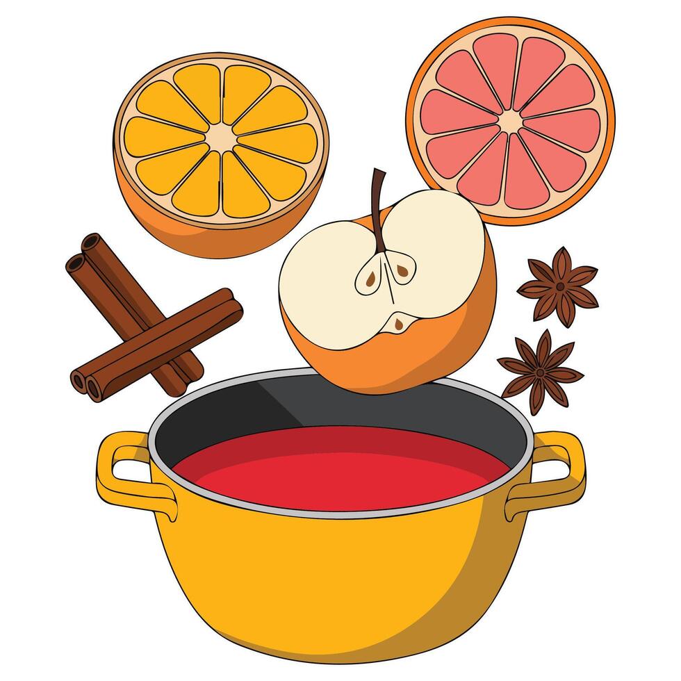Mulled wine ingredients vector