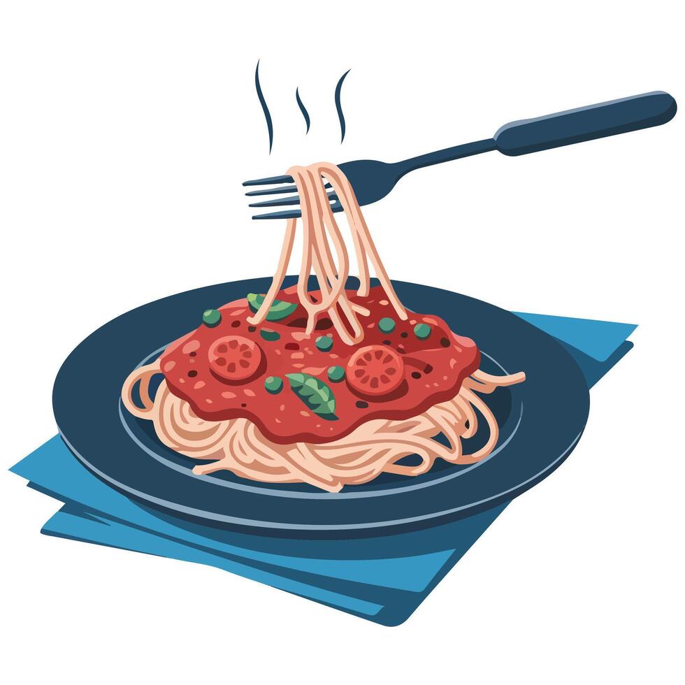 Plate of spaghetti vector