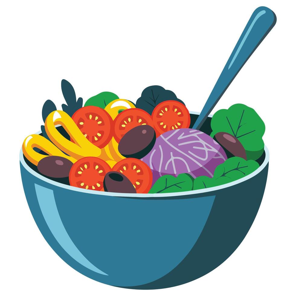 Salad in bowl isolated vector