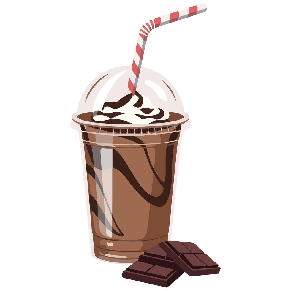 Chocolate milkshake cup vector