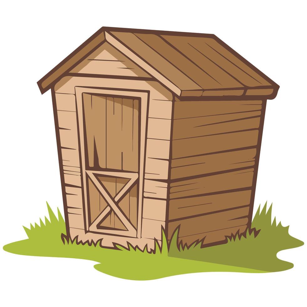 Wooden shed on white background vector
