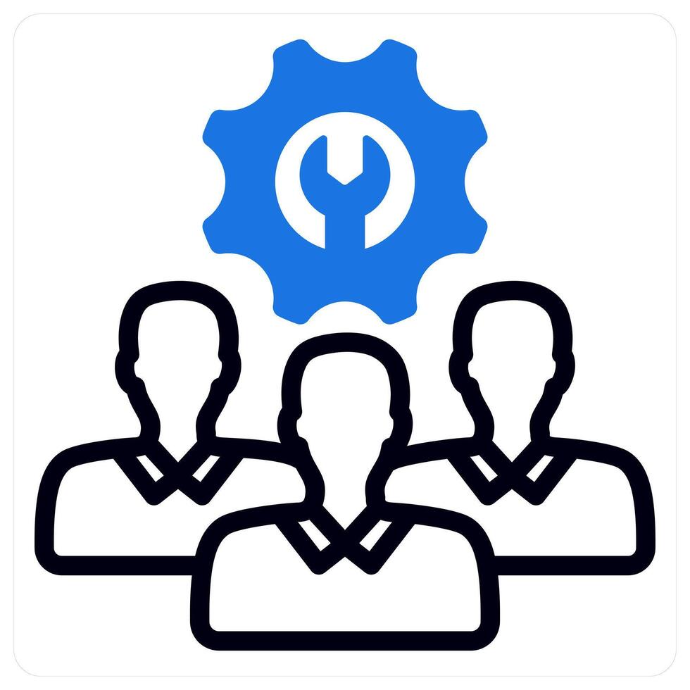 technical team in blue duo line vector