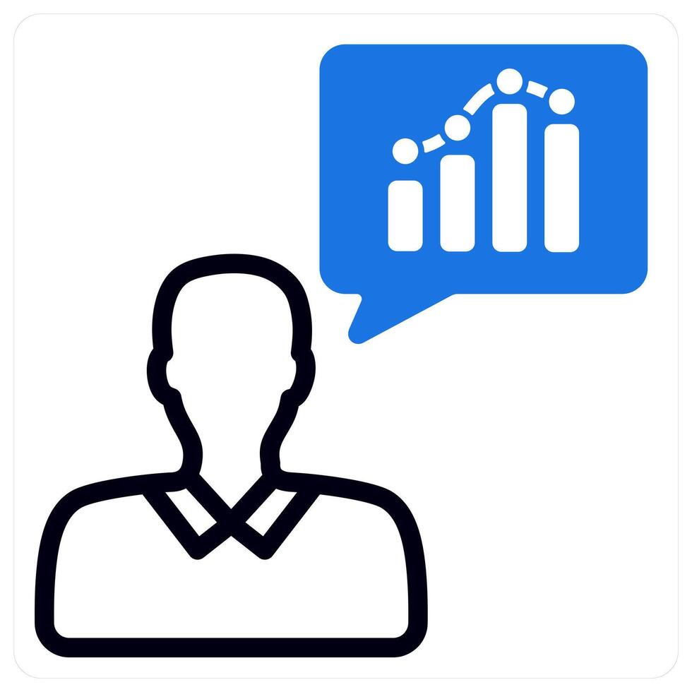 thinking analysis in blue duo line vector
