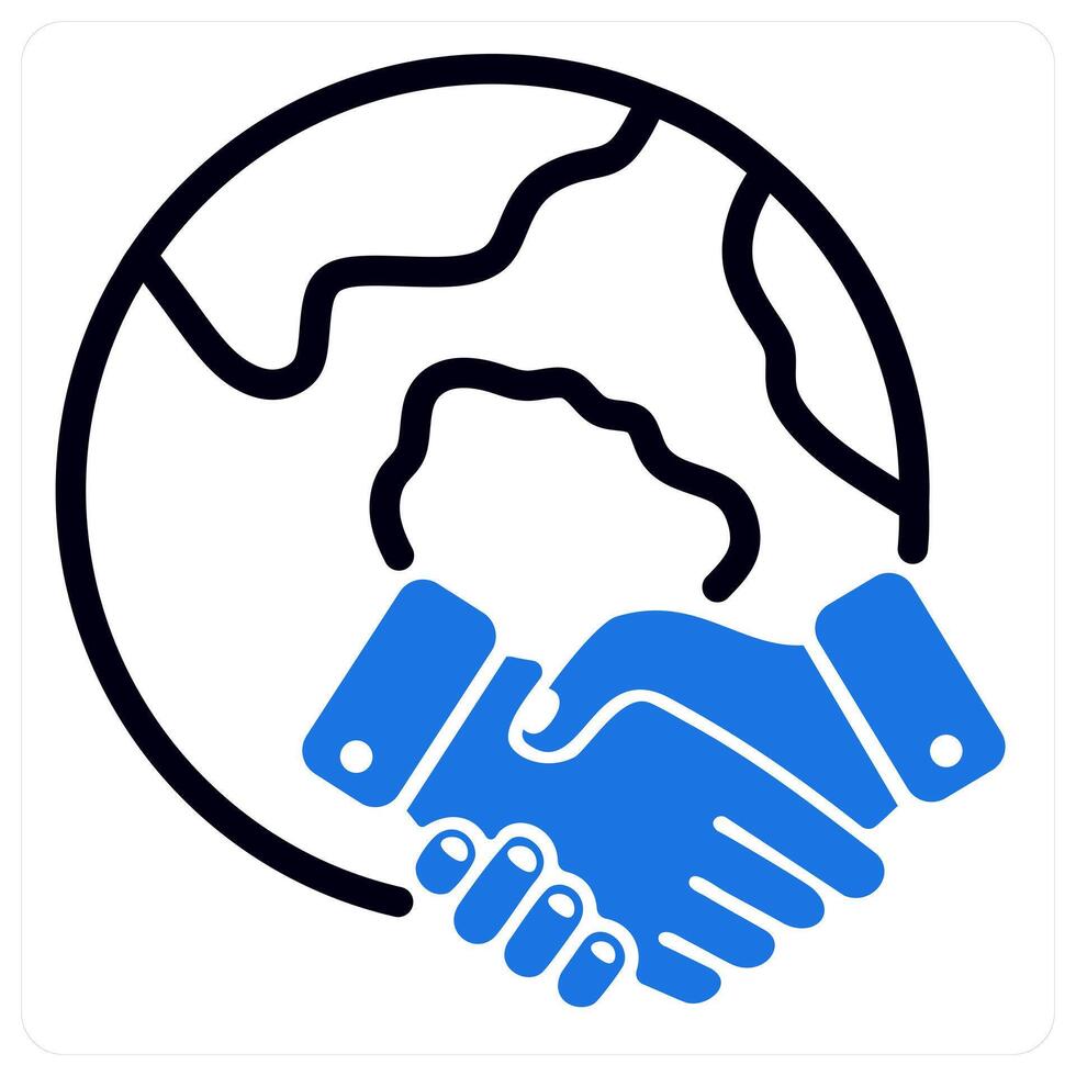 global business deal in blue duo line vector
