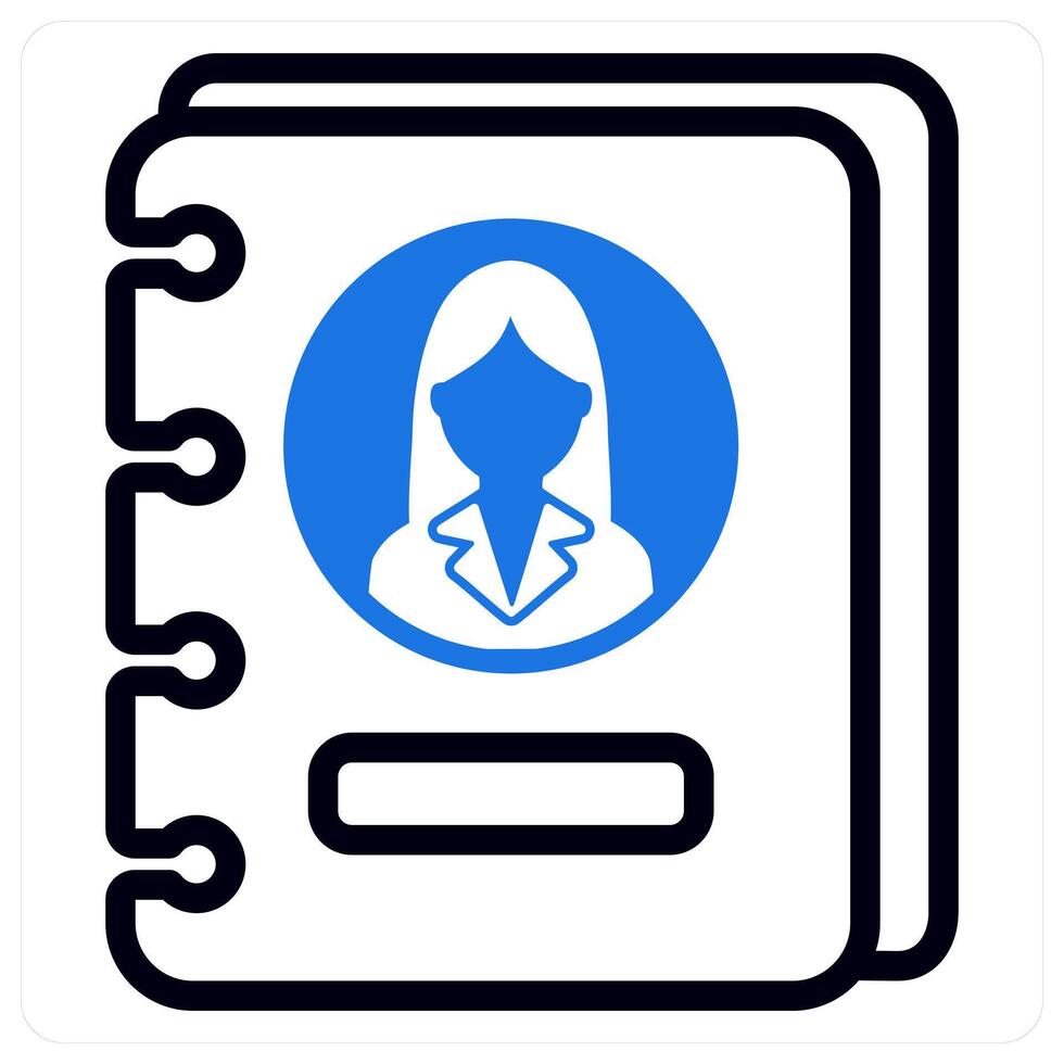 address book in blue duo line vector