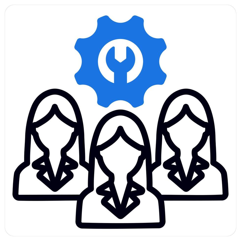 technical team icon concept in blue duo line vector