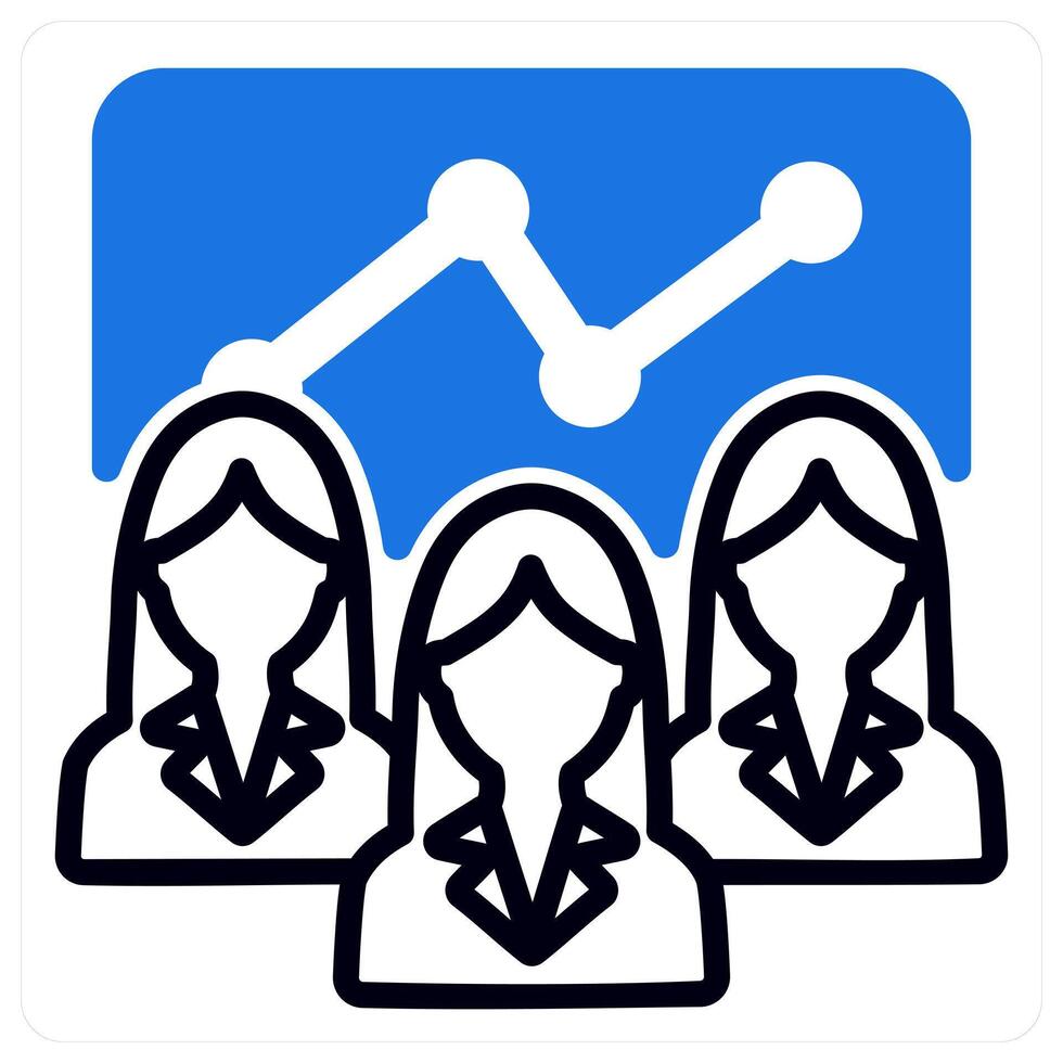 efficient team icon concept in blue duo line vector