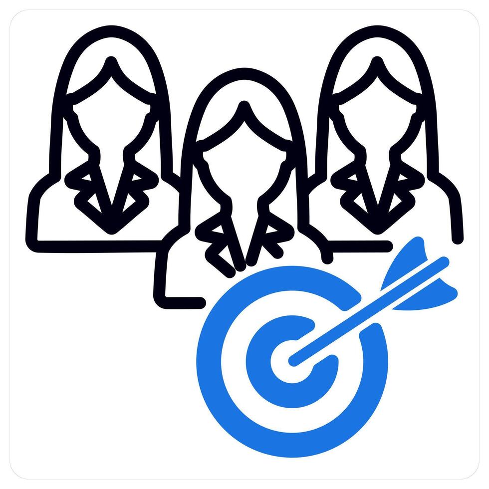 teamwork goal icon concept in blue duo line vector