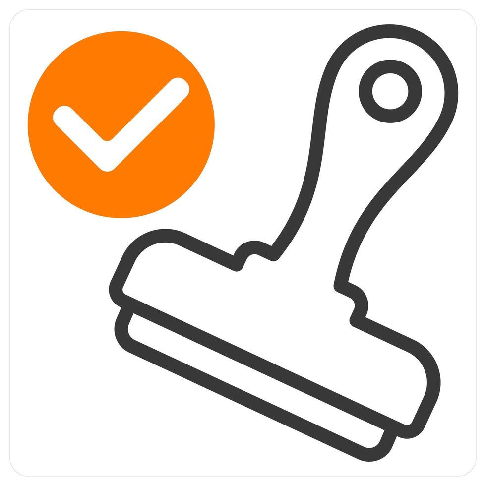 stamp in orange duo line vector