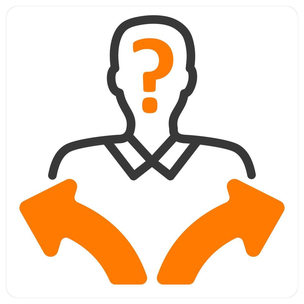 confusion icon concept in decision making in orange duo line vector