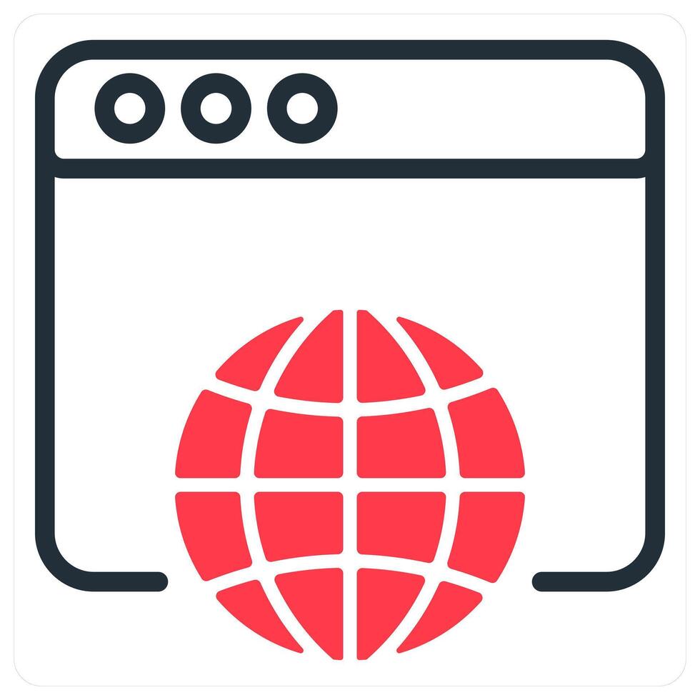 web browser in red duo line vector
