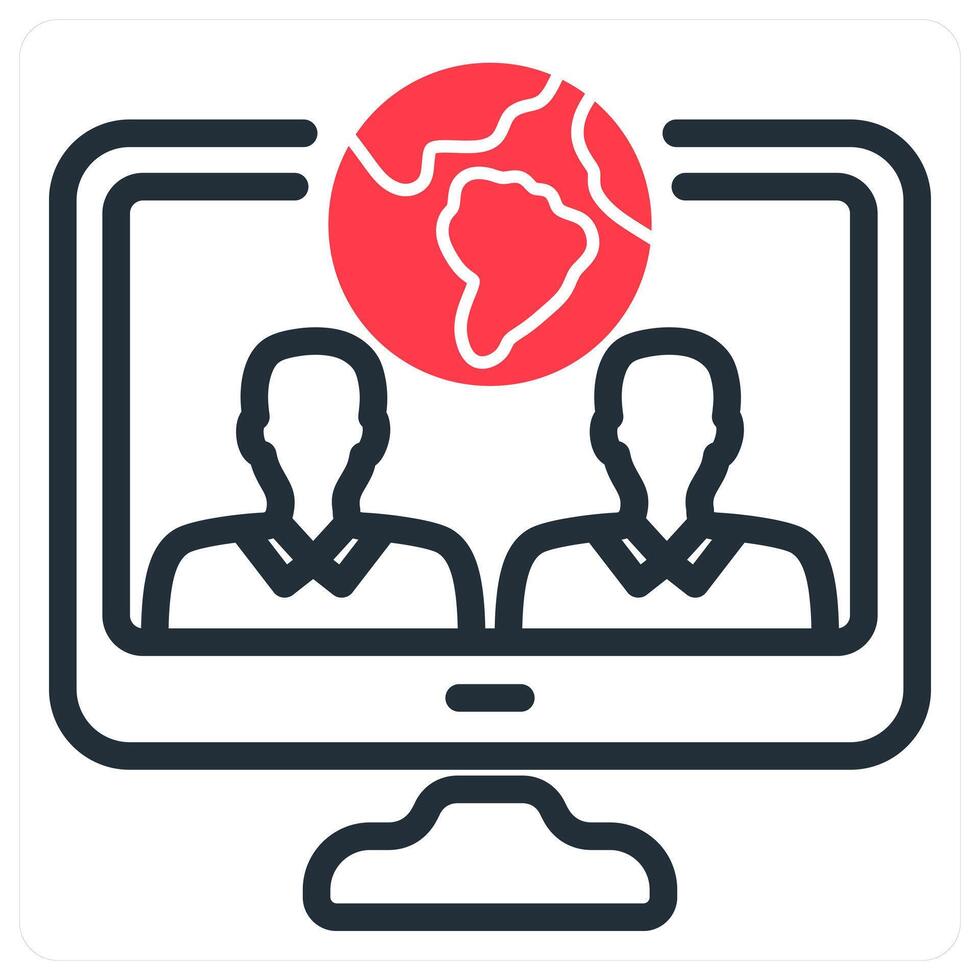 virtual team in red duo line vector