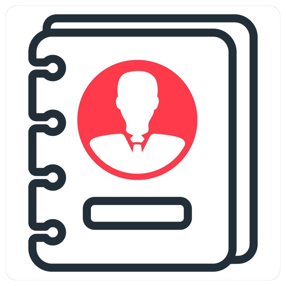 address book icon concept in red duo line vector