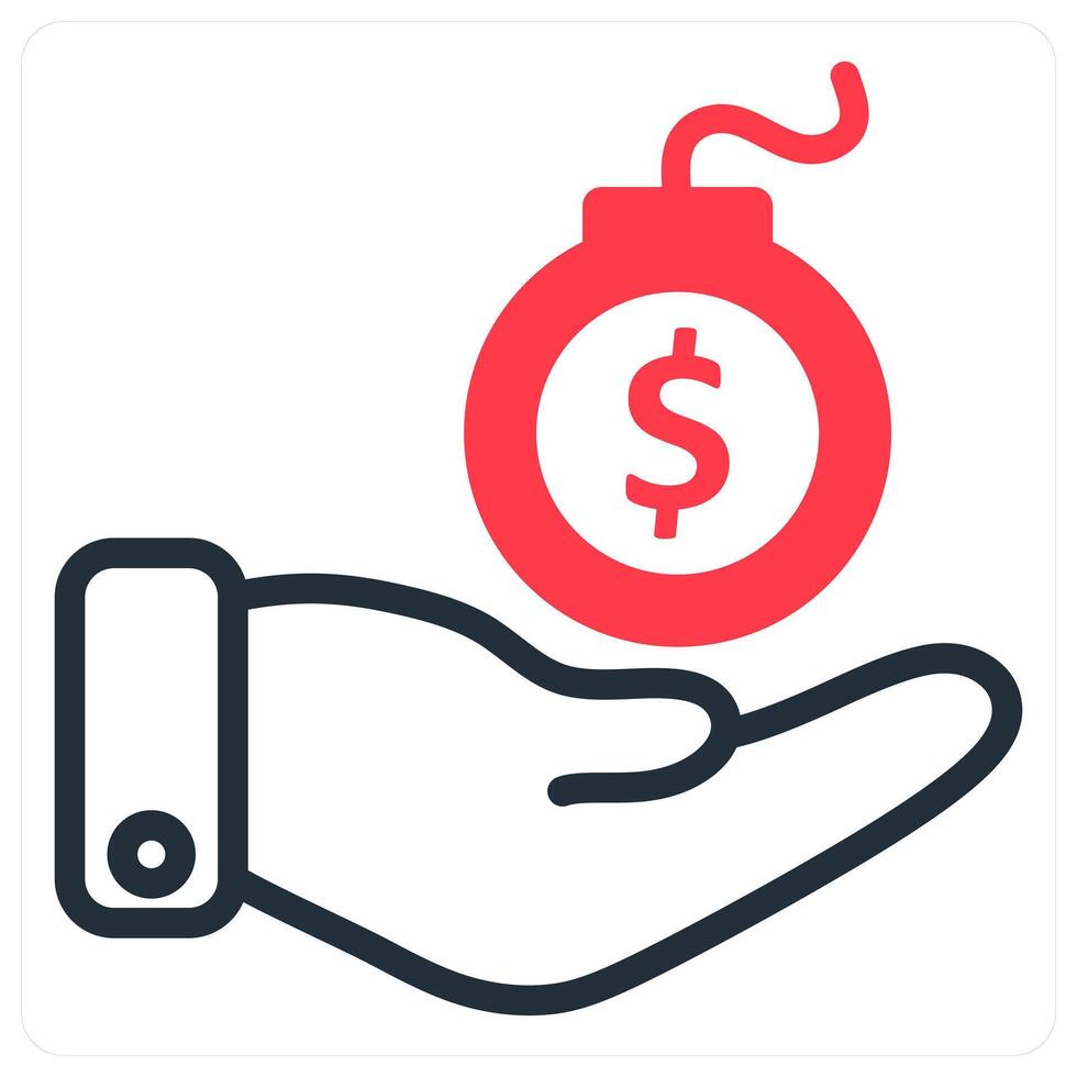 debt in red duo line vector