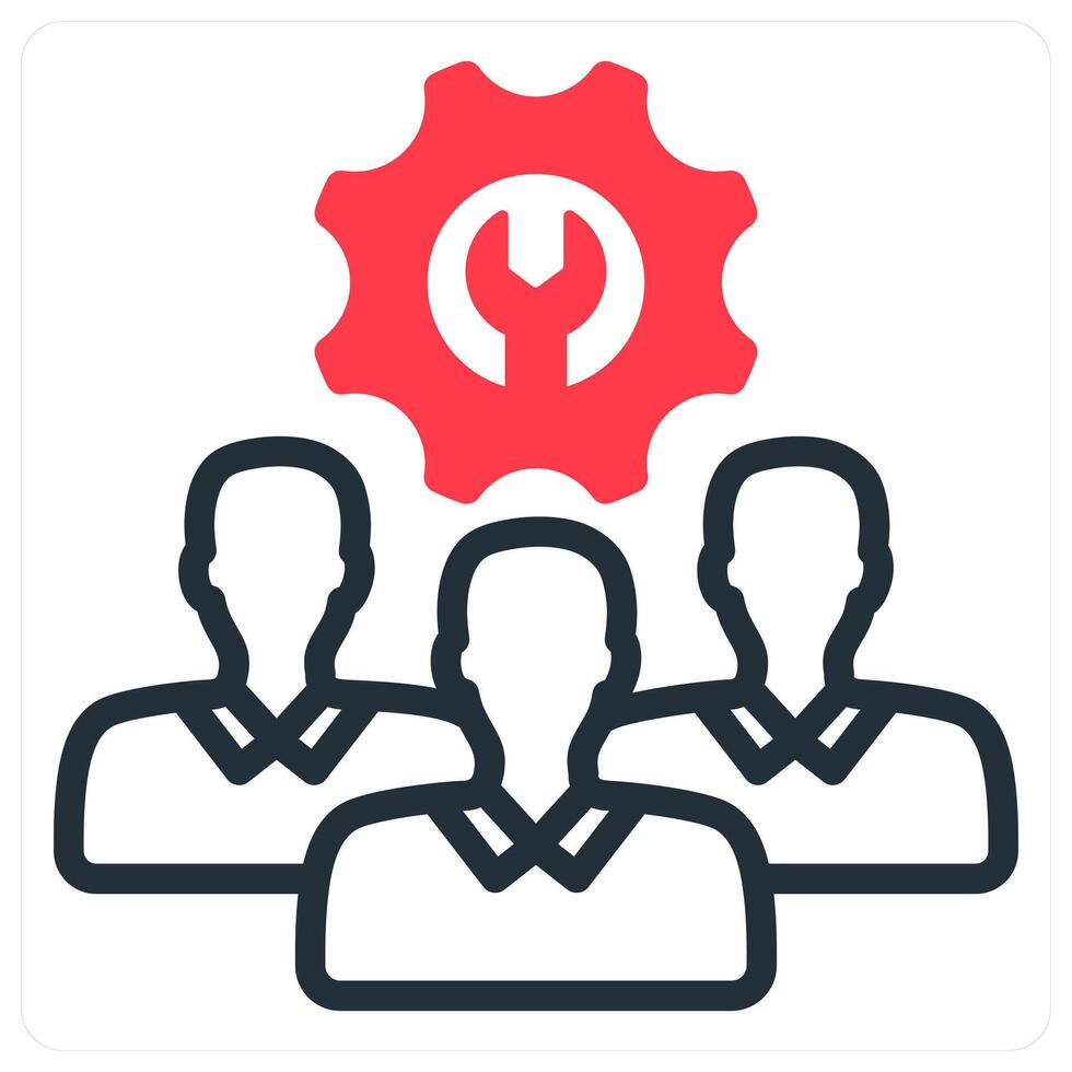 technical team icon concept in red duo line vector