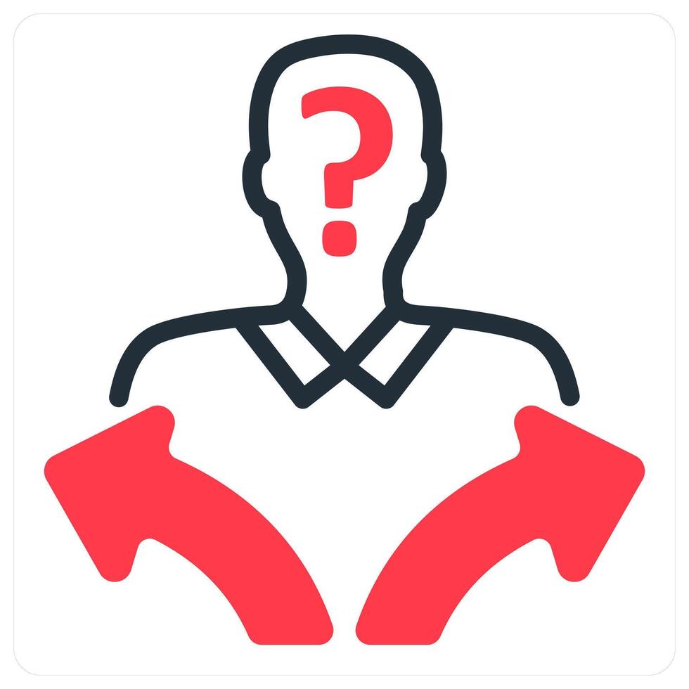 confusion in decision making in red duo line vector