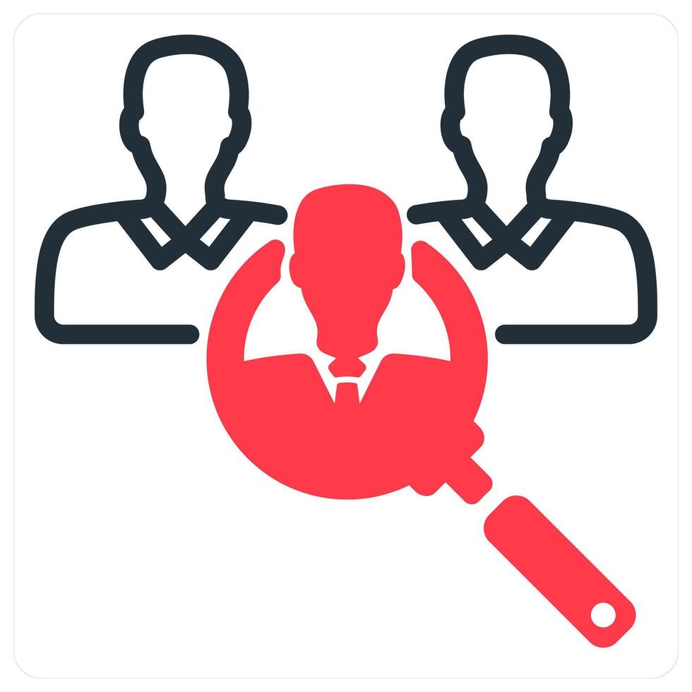 recruitment icon concept in red duo line vector