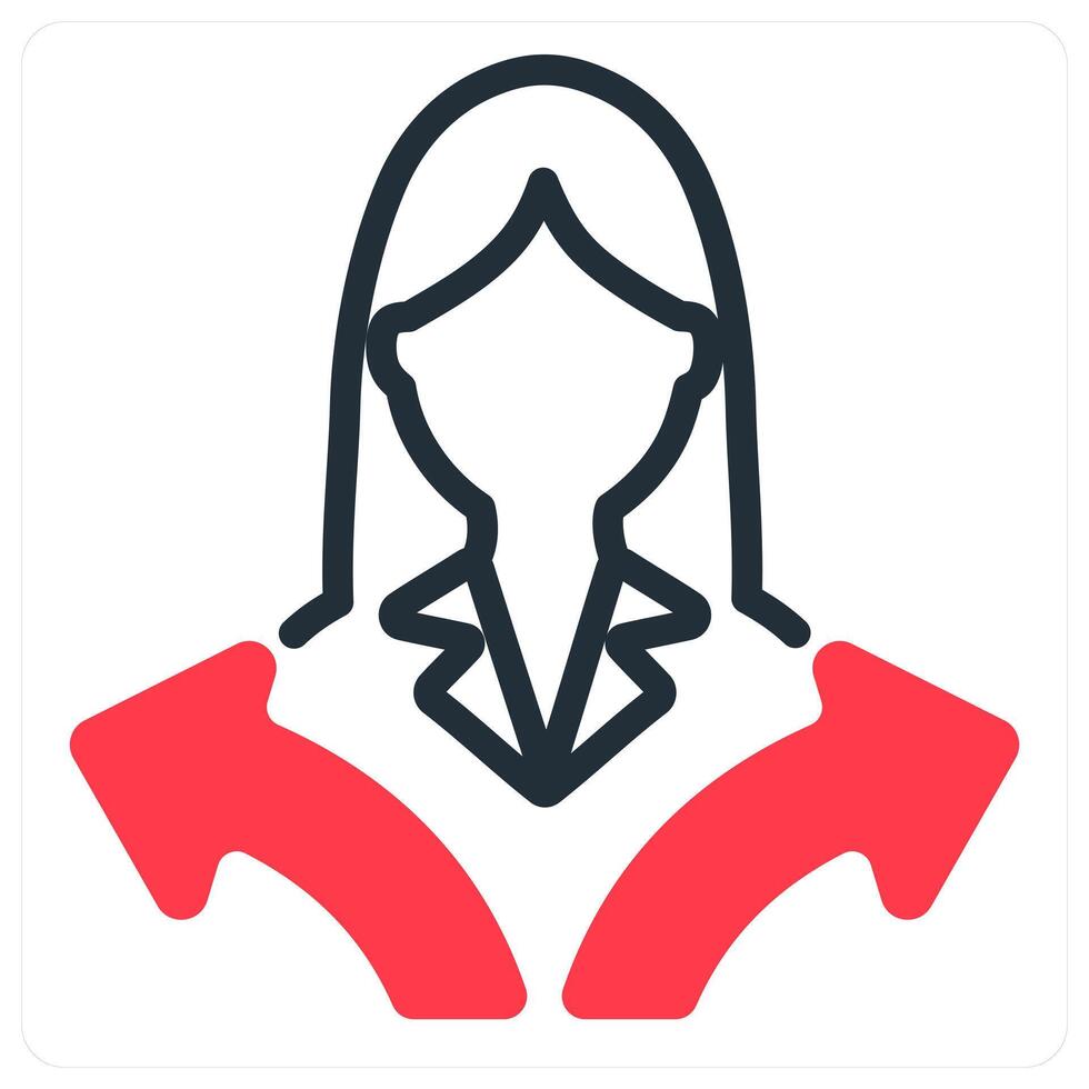 confusion in decision making icon in red duo line vector