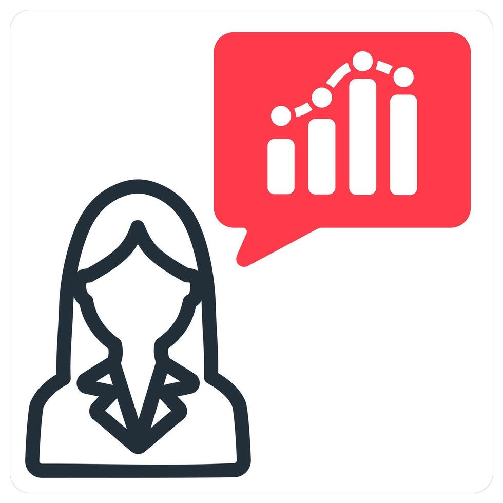 thinking icon in red duo line vector