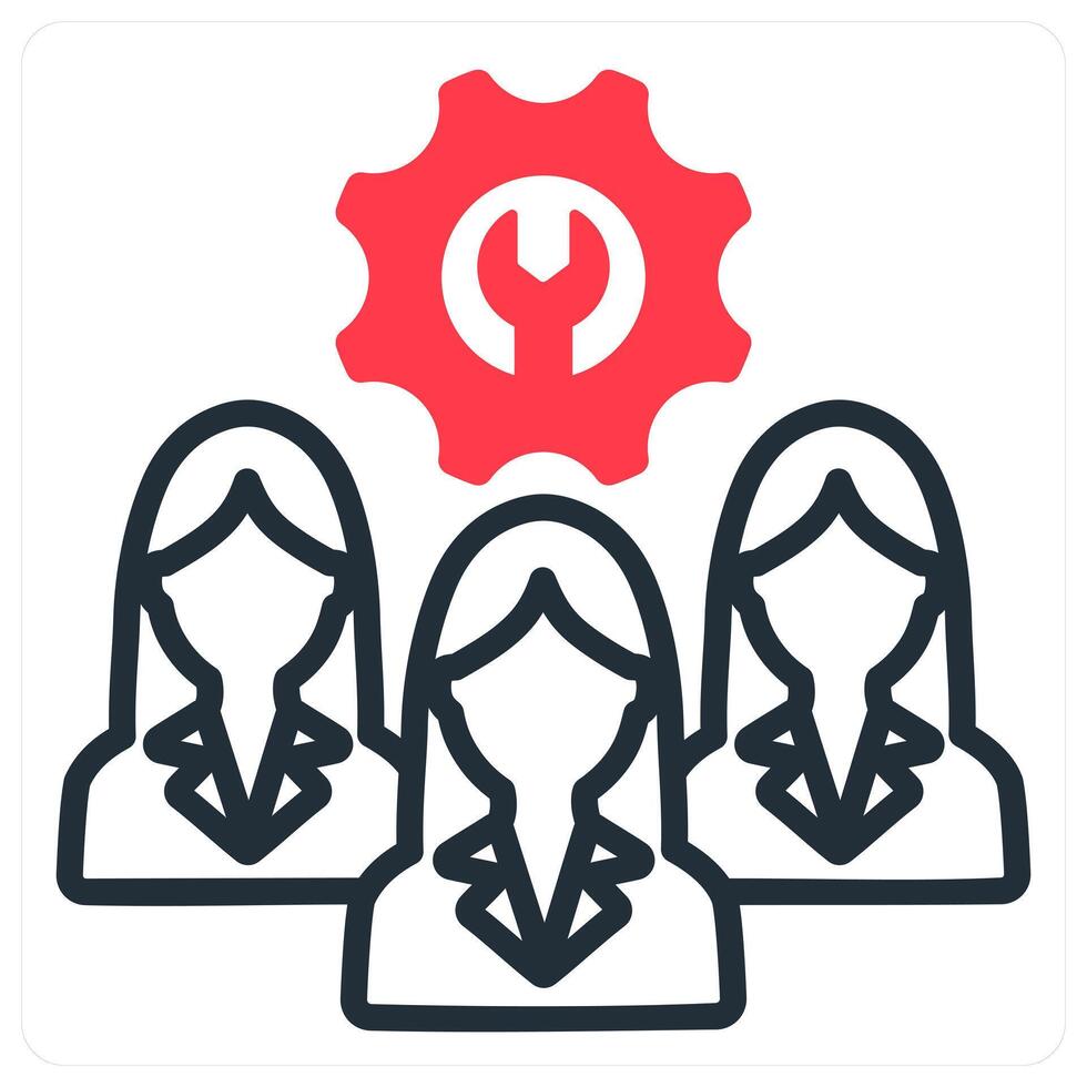 technical team in red duo line vector