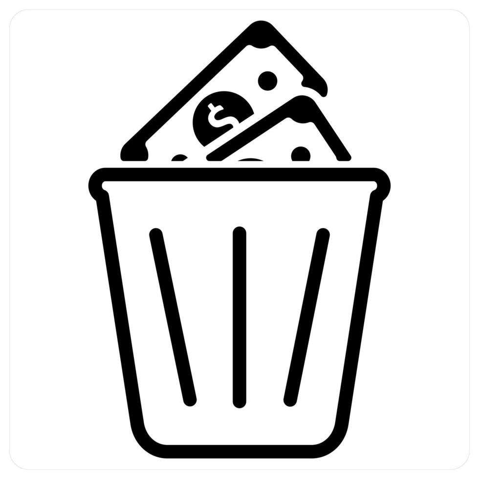 money waste in black duo line vector