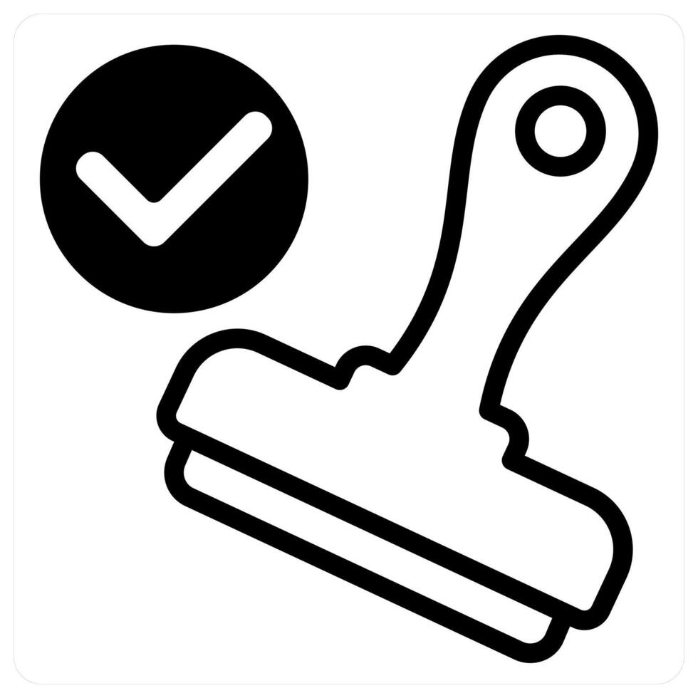 stamp in black duo line vector