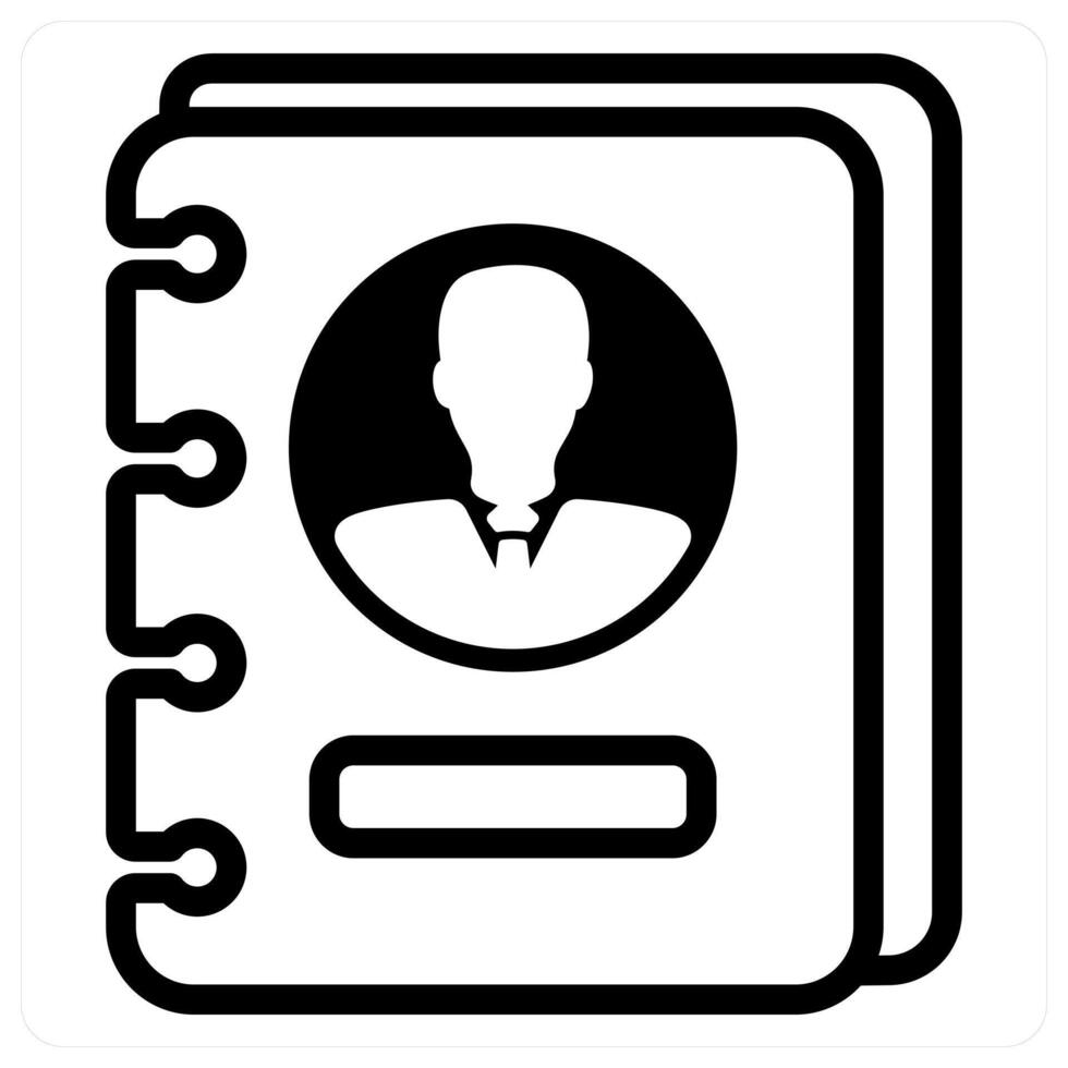 address book in black duo line vector