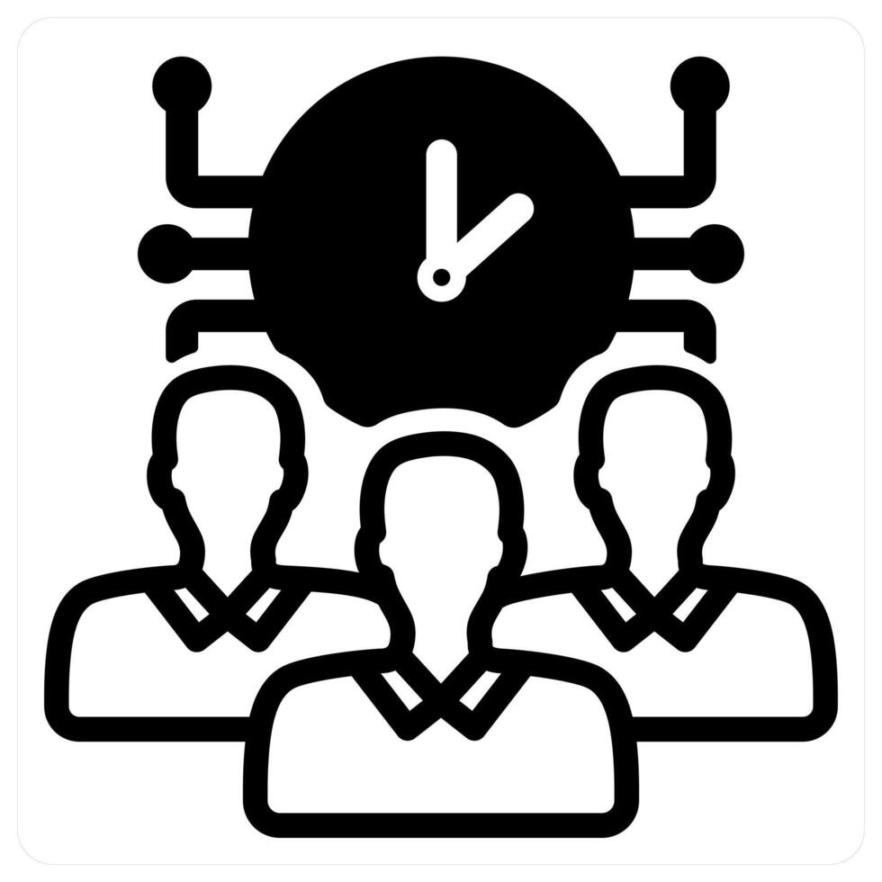 time management in black duo line vector