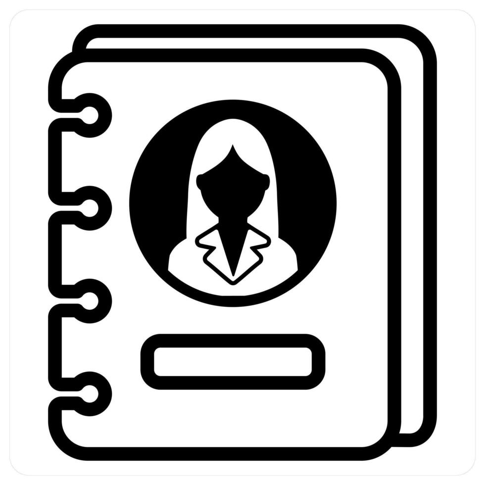 address book icon concept in black duo line vector