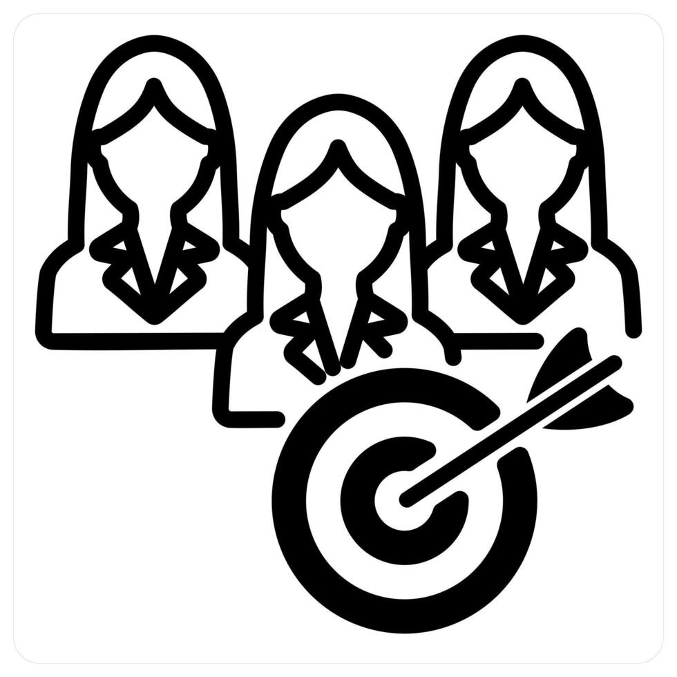 teamwork goal icon concept in black duo line vector