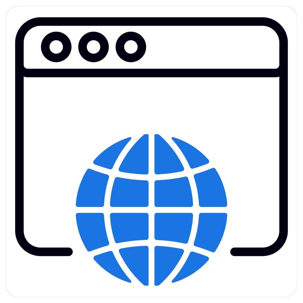 web browser in blue duo line vector