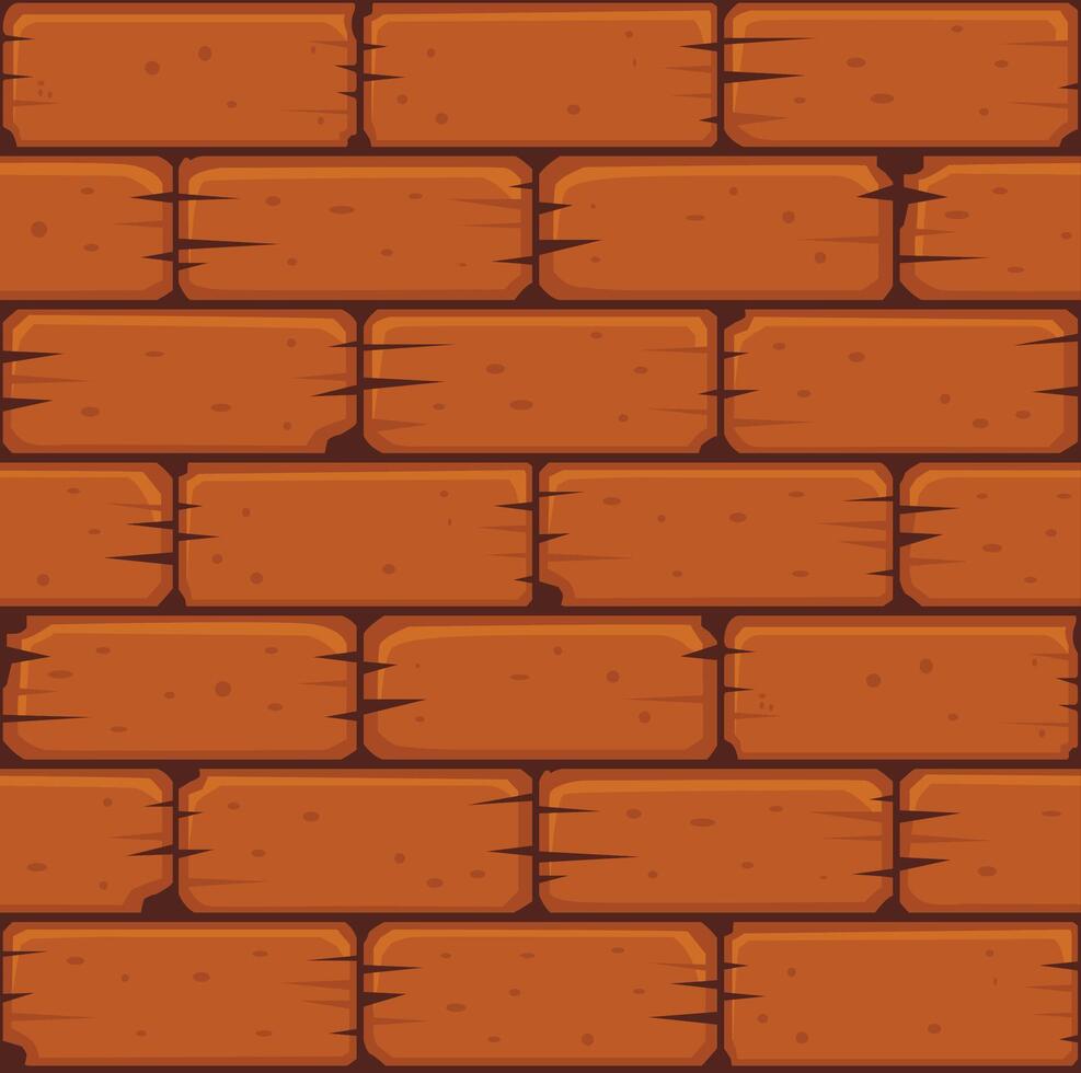 Seamless cartoon game ground texture forming a brick surface, ideal for game level design and other creative projects requiring a repeating pattern vector