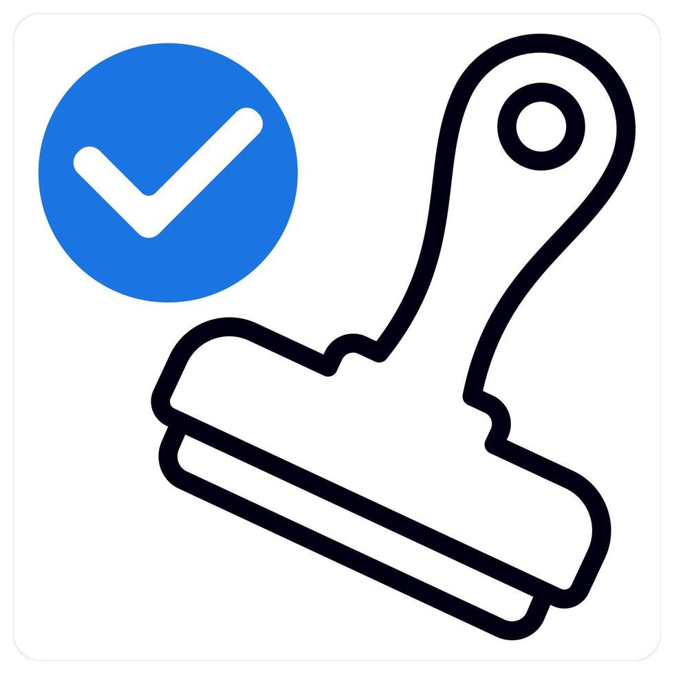 stamp in blue duo line vector