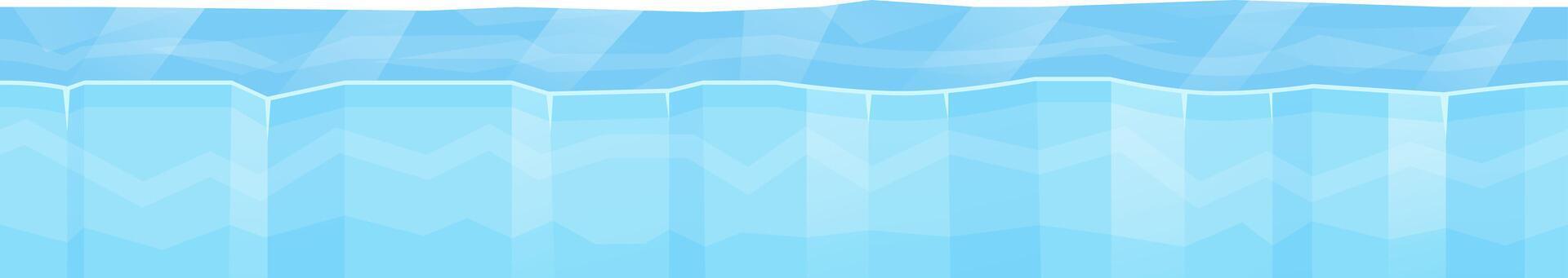 Seamlessly floating cartoon ice floe on a tranquil arctic sea, creating a captivating winter landscape ideal for enhancing games or animations with a playful touch vector
