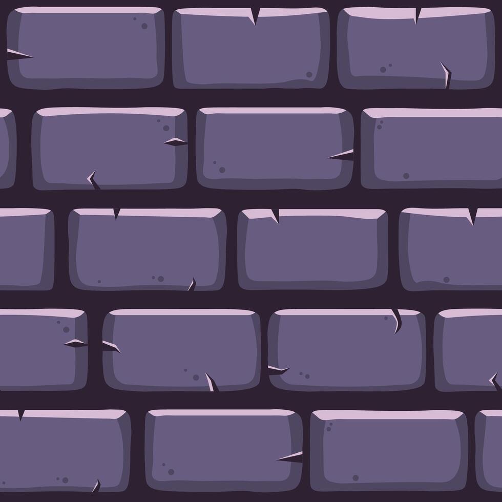 Seamlessly tiling texture of a purple brick wall, ideal for game level design or cartoon background, creating a simple and effective visual element vector