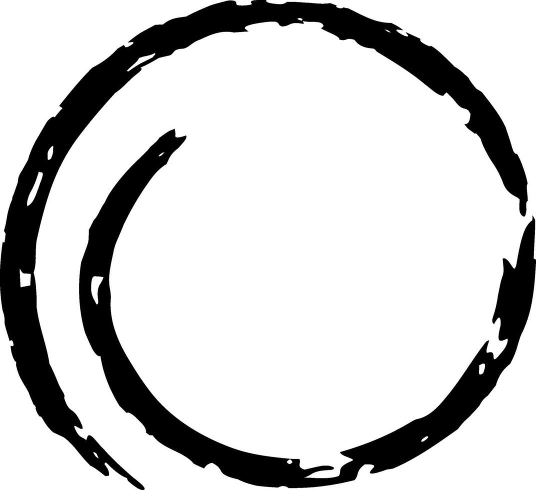 Hand drawn double circle with visible imperfections, created using thick black ink on a white background, emphasizing concepts of craftsmanship and authenticity vector
