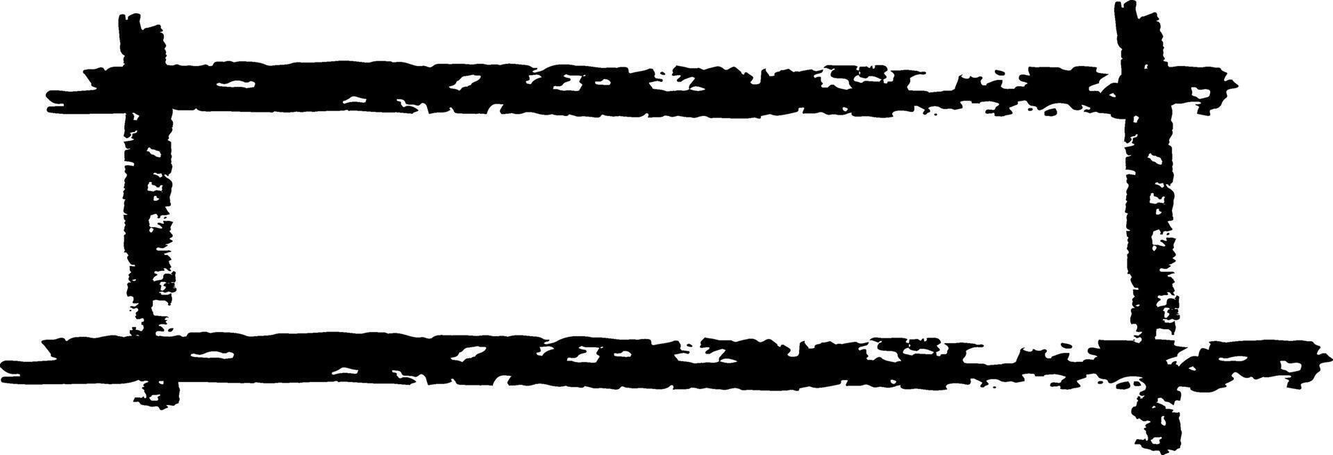 Black, roughly drawn rectangular frame with a chalk like texture surrounds a blank white area, creating a stark contrast and drawing attention to the empty space within vector