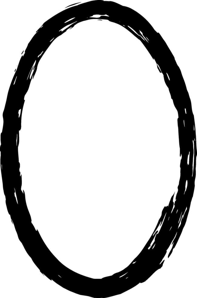Thick black oval painted with a brushstroke, forming a bold frame around a blank white space at the center, isolated against a clean white background for a minimalist design vector