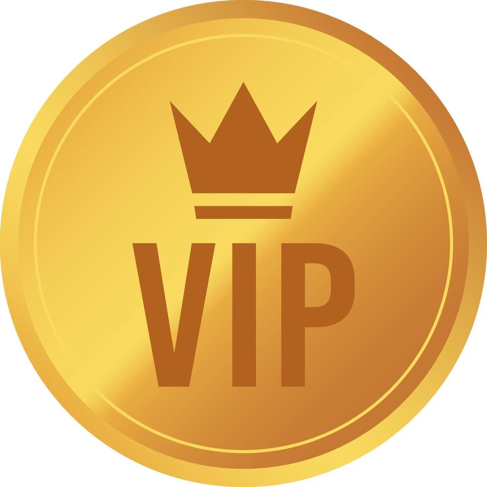 Golden vip icon with crown and vip writing is representing exclusivity, privilege, premium membership, luxury and access to special services vector