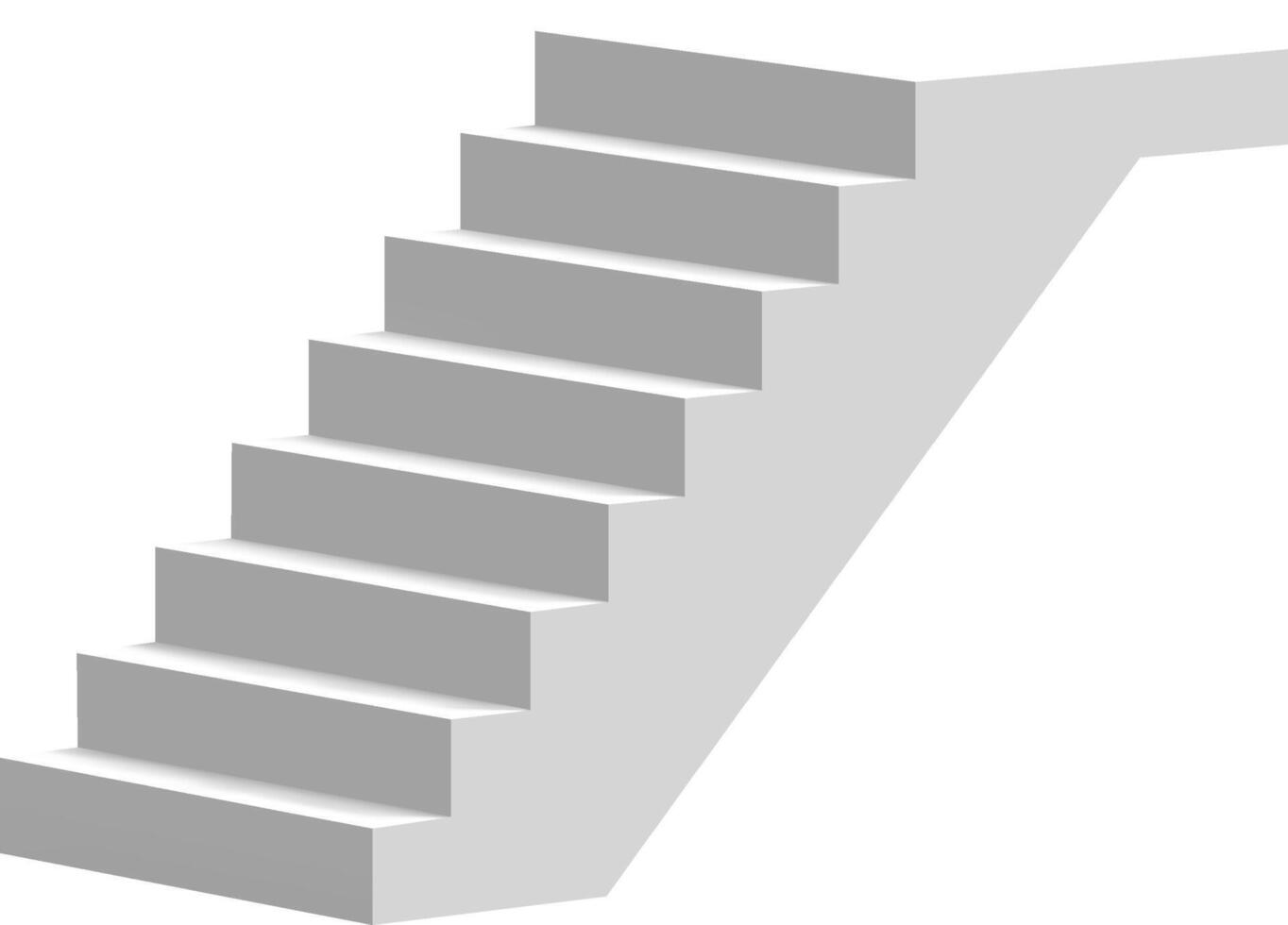 White staircase rising against a white background, symbolizing growth, progress, and achievement in both business and personal development journeys. Emphasizing aspirations and ambitions vector